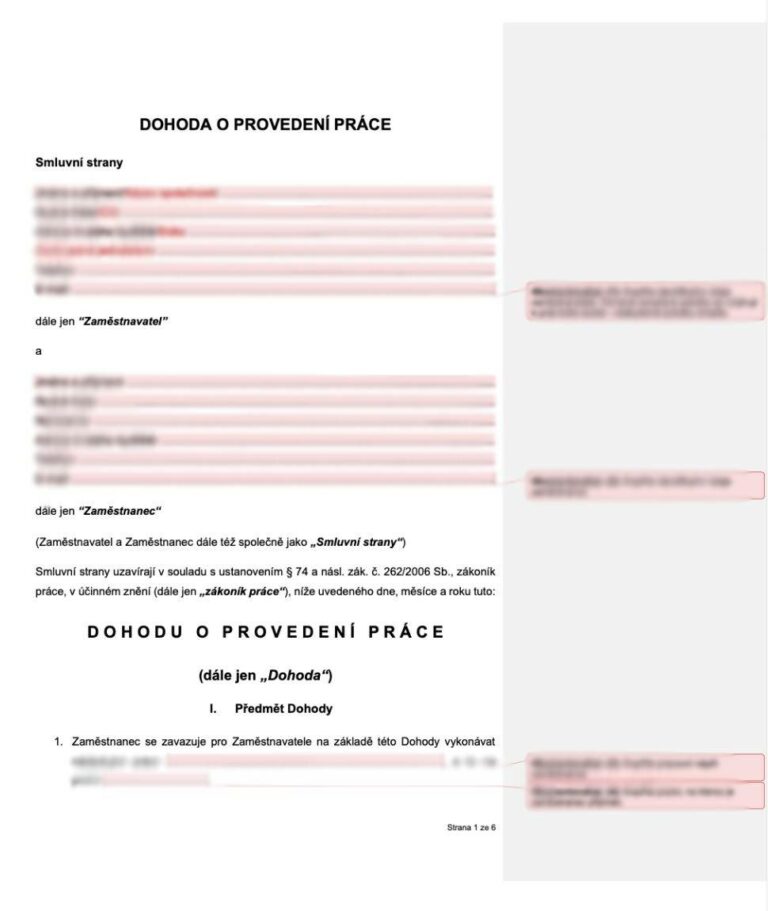 Vzor dohoda o provedení práce 2024 DPP vzor ke stažení