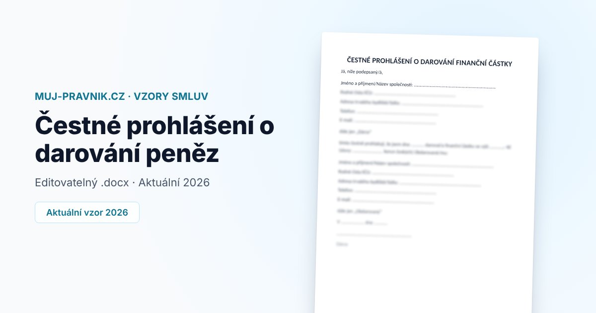 Náhled vzoru Čestné prohlášení o darování peněz
