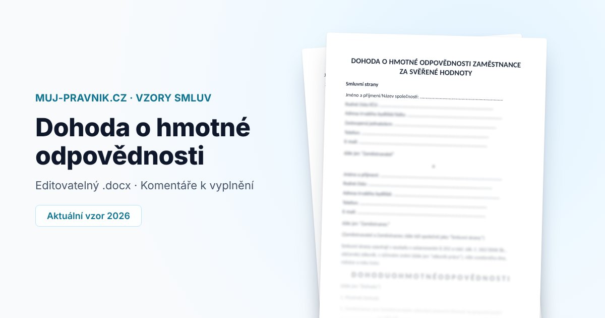 Náhled vzoru Dohoda o hmotné odpovědnosti