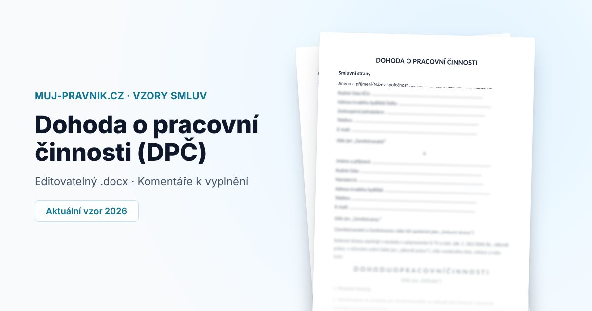 Náhled vzoru Dohoda o pracovní činnosti (DPČ)