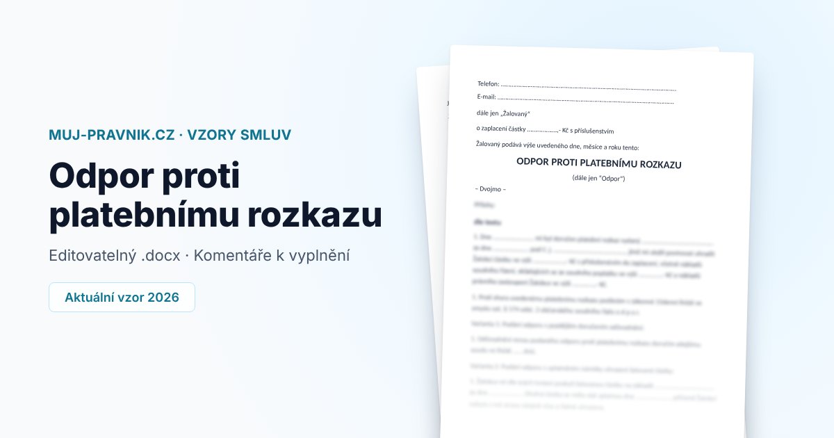 Náhled vzoru Odpor proti platebnímu rozkazu