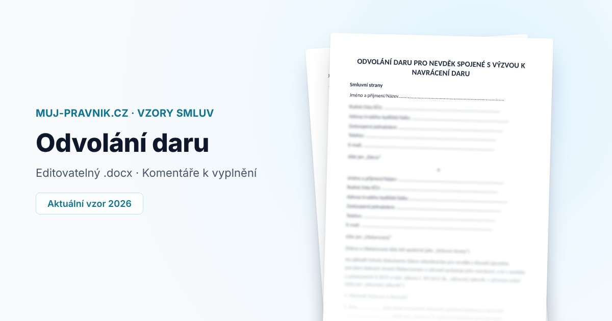 Náhled vzoru Odvolání daru