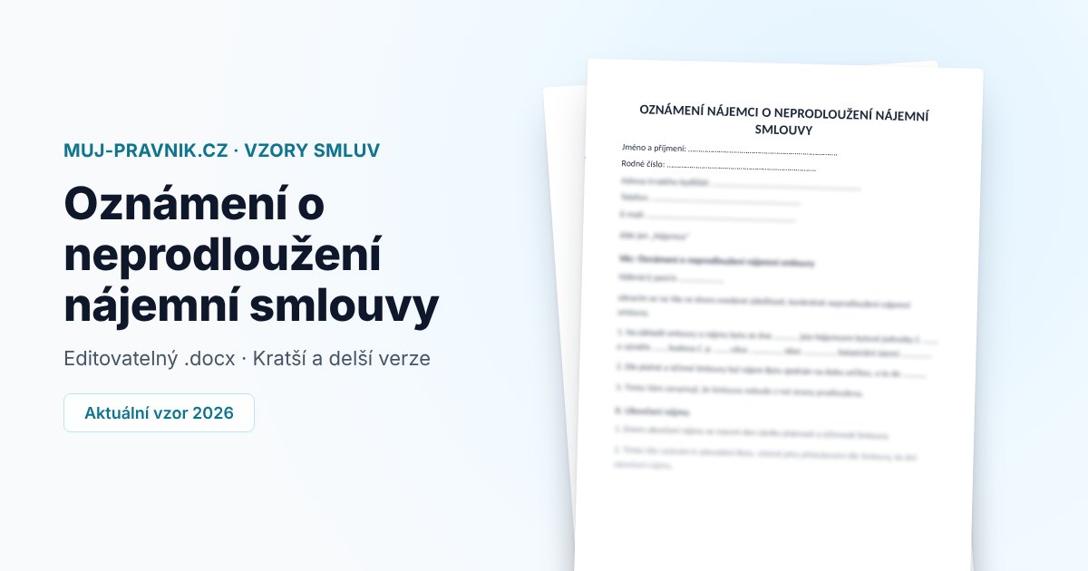 Náhled vzoru Oznámení o neprodloužení nájemní smlouvy