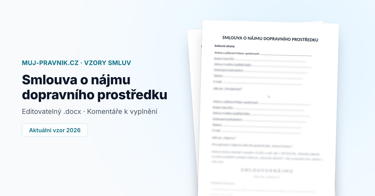 Náhled vzoru Smlouva o nájmu dopravního prostředku