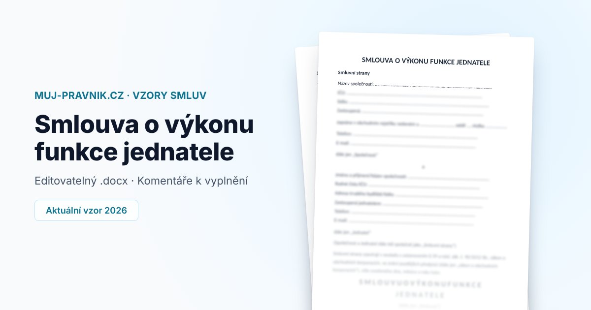 Náhled vzoru Smlouva o výkonu funkce jednatele