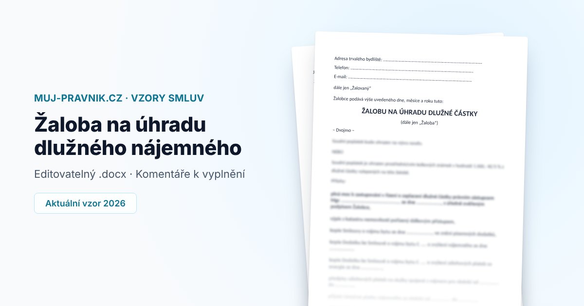 Náhled vzoru Žaloba na úhradu dlužného nájemného